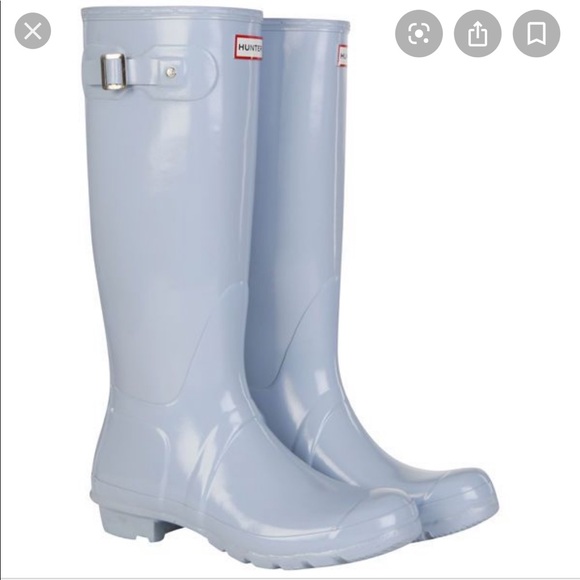 Hunter Shoes - Hunter 7m tall gloss duck egg blue rain boots